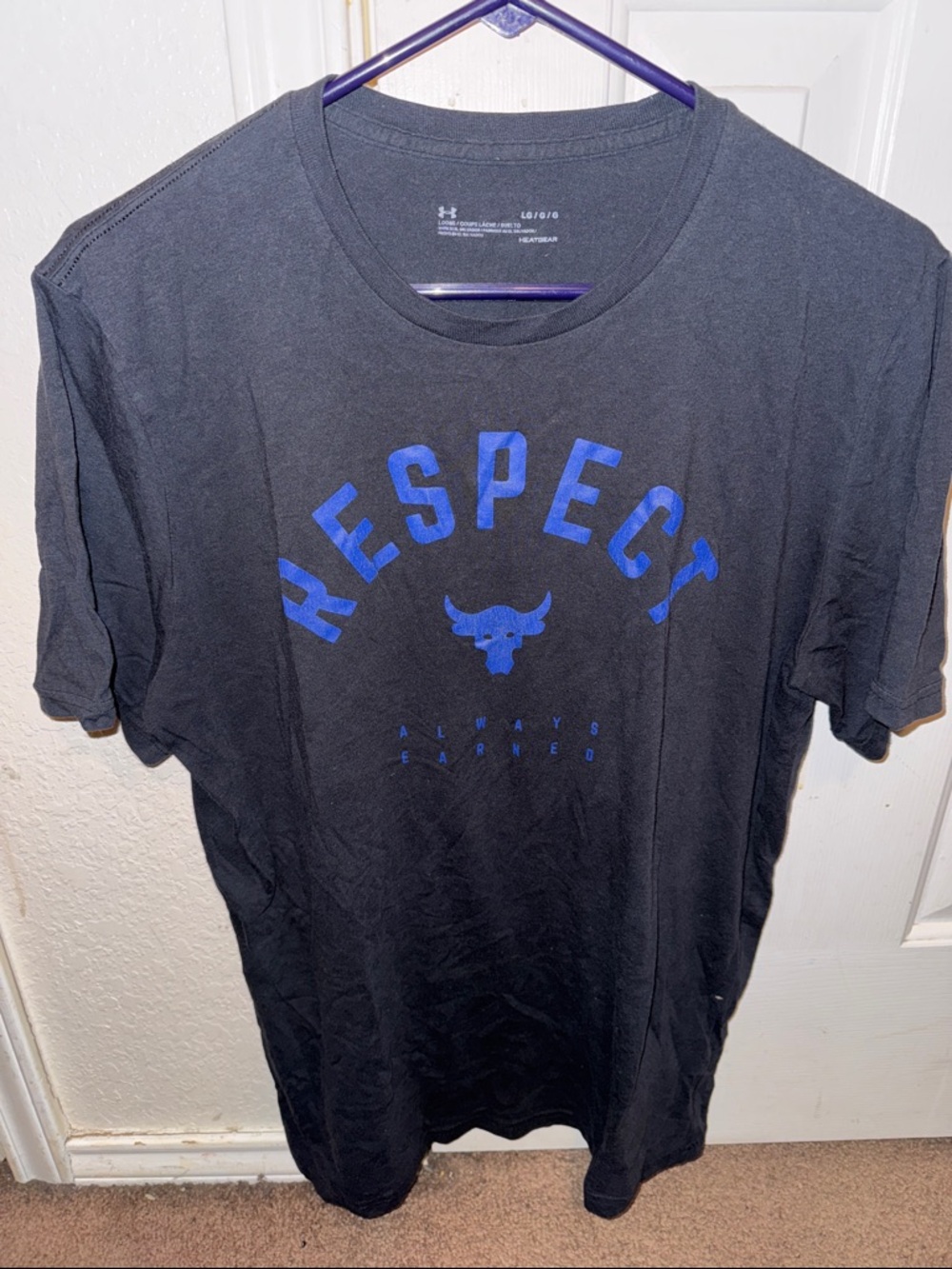 Under Armour Project Rock Men’s Black Tee with Blue 'RESPECT'